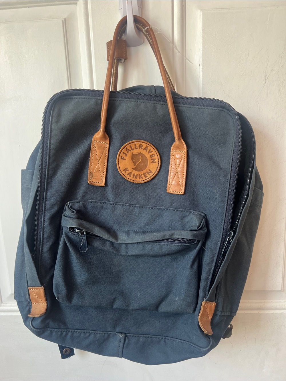 Kånken Leather-Accent Backpack - Navy